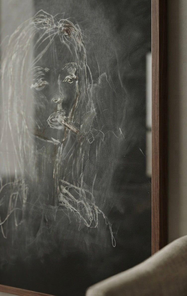 Smoke & Bone – original chalk drawing by BOUS, close-up detail