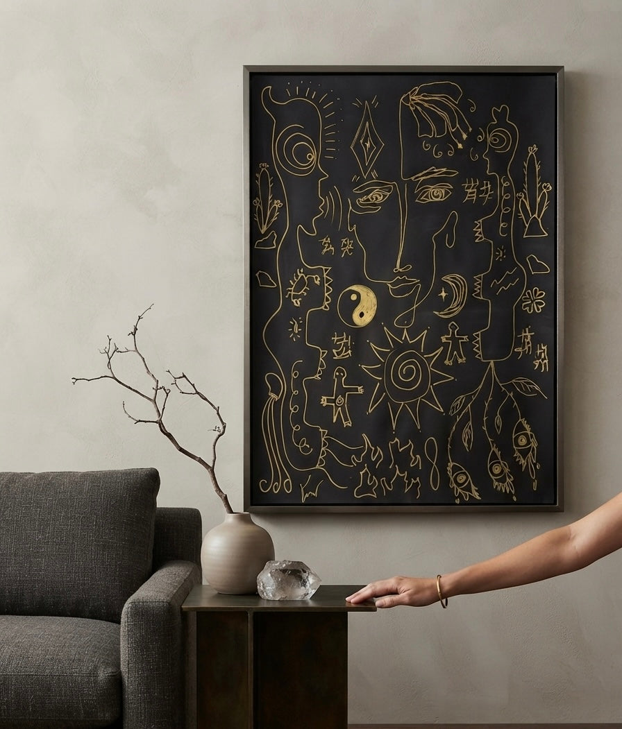 The Universe Between Us – original drawing by BOUS, lifestyle room view